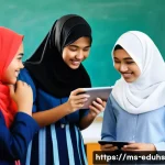 미디어 교육을 통한 청소년의 자기 표현력 향상 - A vibrant classroom scene in a modern Malaysian secondary school, showcasing diverse teenagers weari...