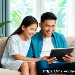 청소년의 미디어 선택에 대한 부모의 역할 - A warm and inviting Malaysian family living room scene featuring parents and two teenage children si...